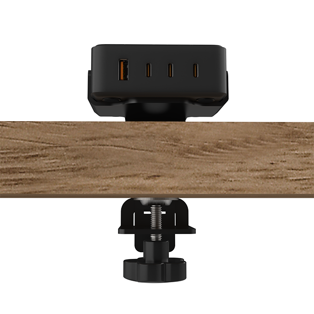 OT-SCAS-008 — 100W GaN Desk-Edge Clamp Charger — Perfect for Demo Counters & Hot-Desking
