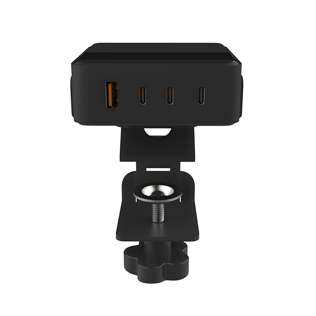 OT-SCAS-008 — 100W GaN Desk-Edge Clamp Charger — Perfect for Demo Counters & Hot-Desking