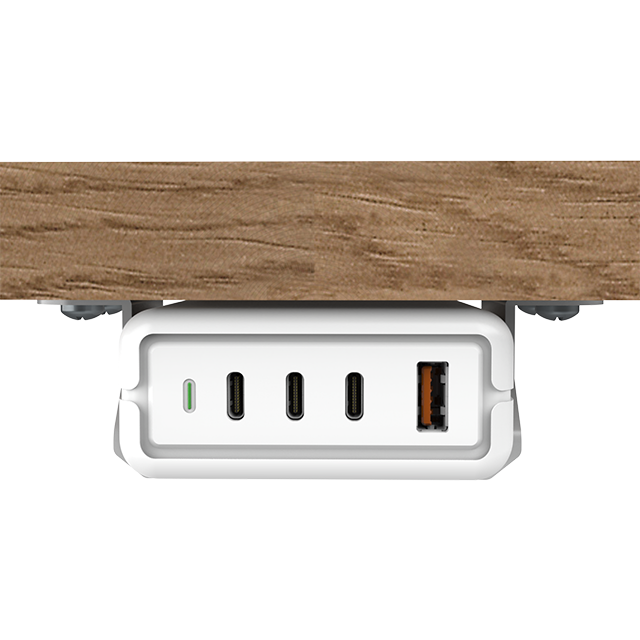OT-SCAS-005 — 140W GaN Under-Desk Charger | Reliable Multi-Device Power for Demo Counters & Shared Spaces