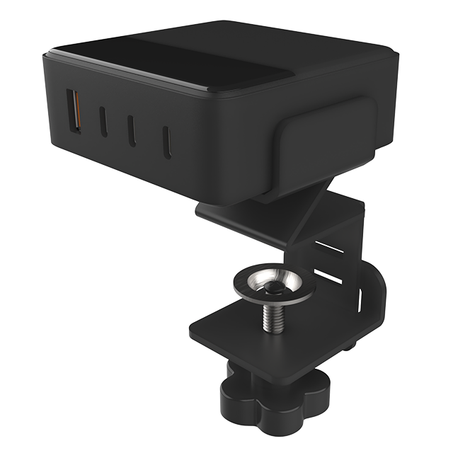 OT-SCAS-008 — 100W GaN Desk-Edge Clamp Charger — Perfect for Demo Counters & Hot-Desking