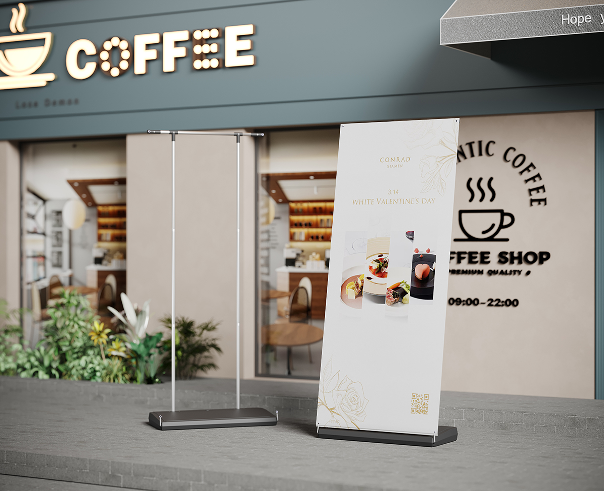 LF80D outdoor banner stand displaying an 800 &times; 1800 mm graphic