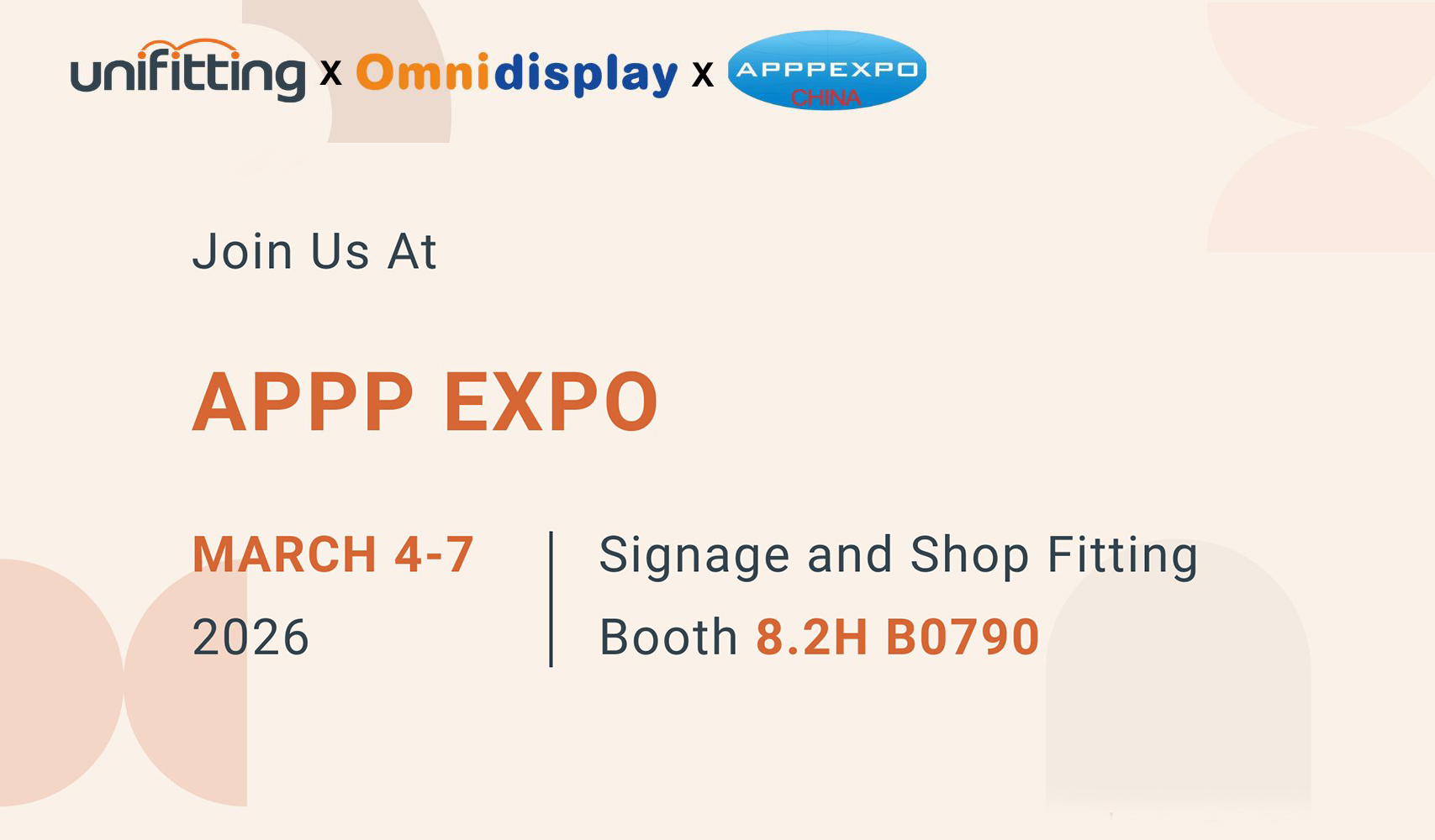 Unifitting × Omnidisplay at APPPEXPO Shanghai 2026 — Booth 8.2H B0790