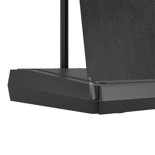 LF80D banner stand showing the connecting pole sections and base storage