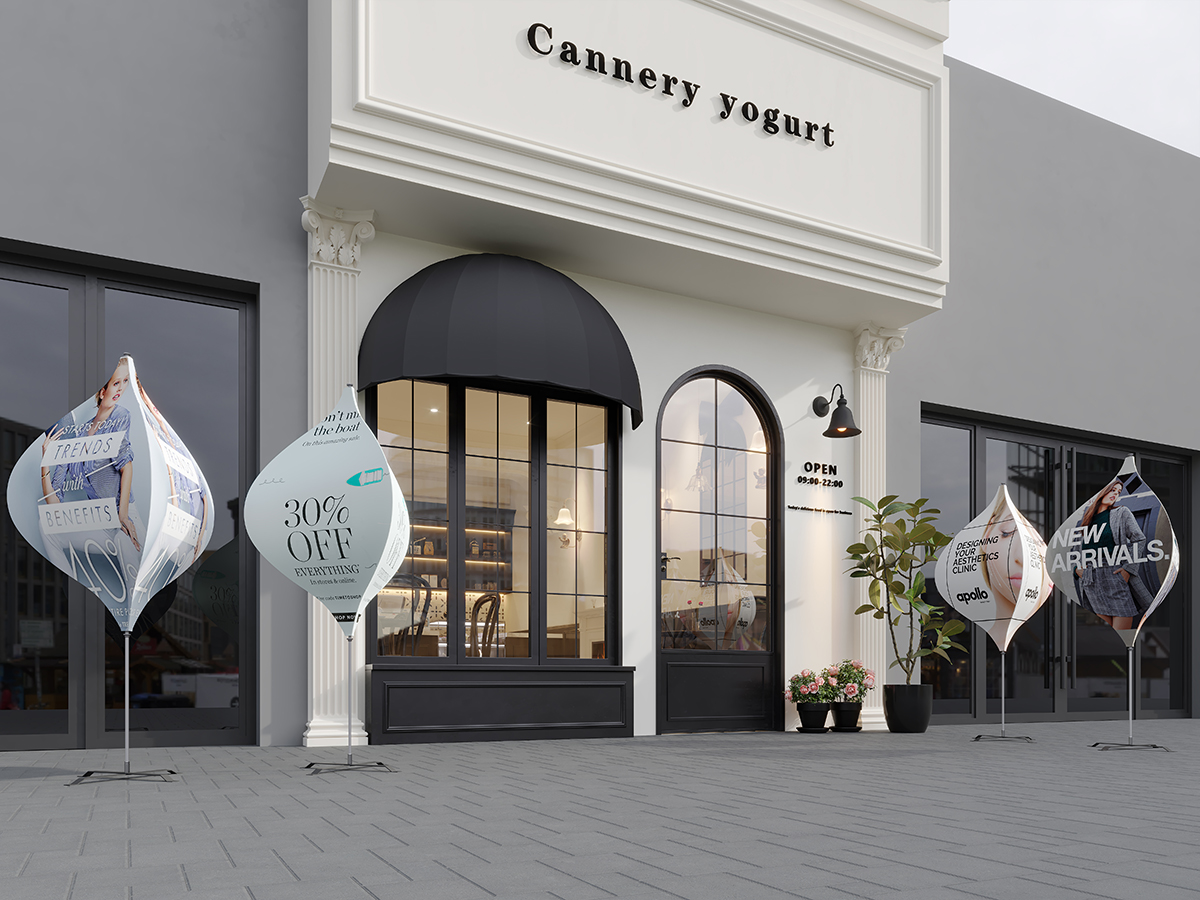 LF230D lantern flagpole display for promotional events